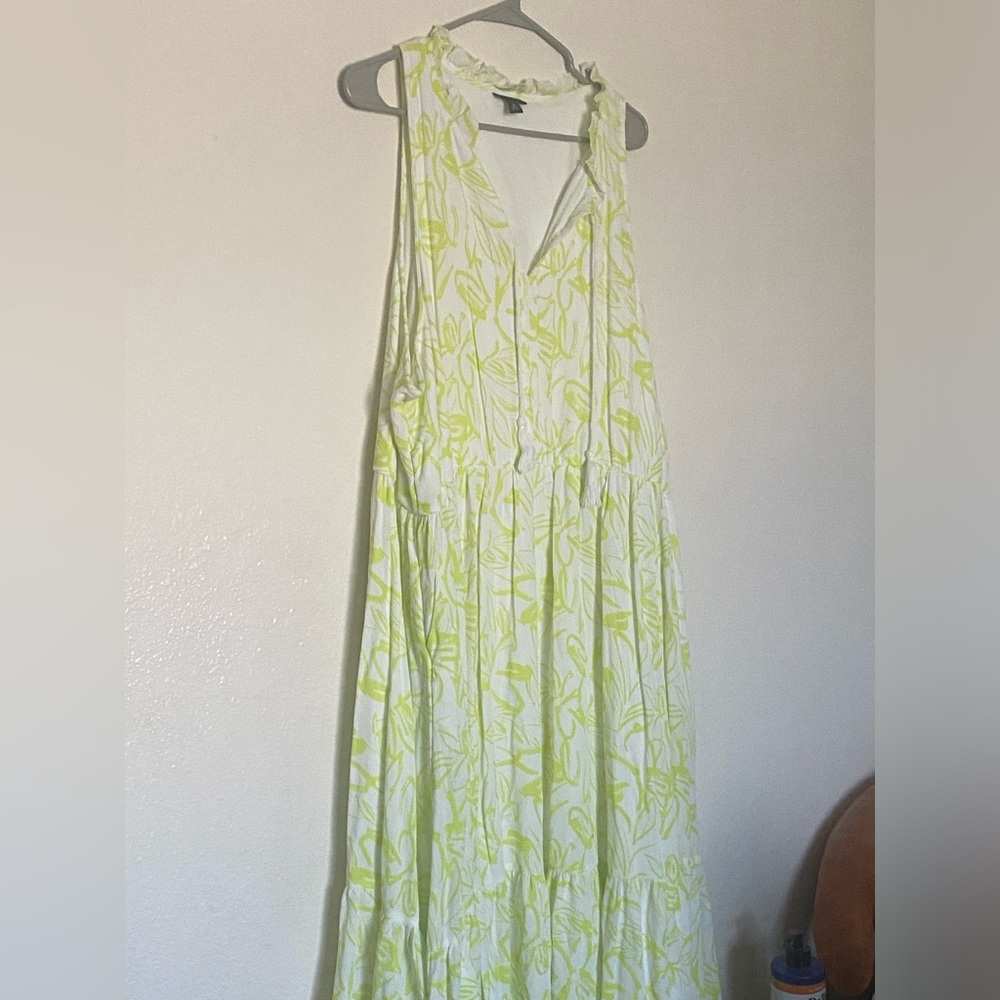 Torrid MIDI Wash Gauze Tiered Dress Floral Yellow Size 4